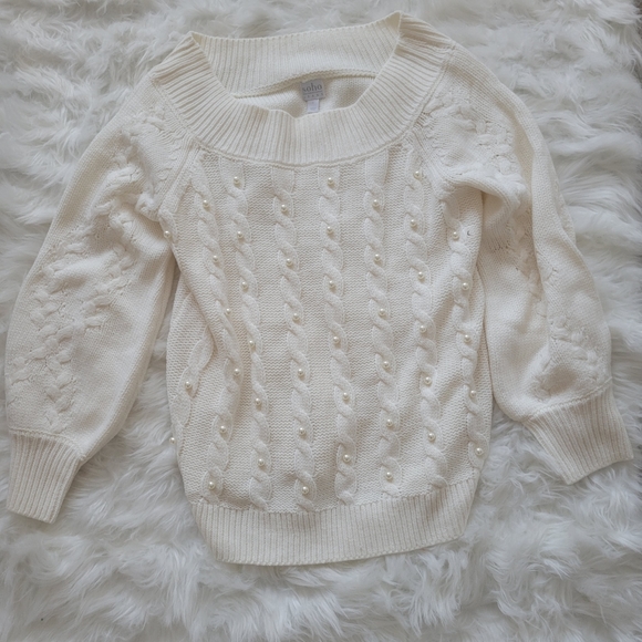 Embellished Pearl off the Shoulder Sweater - Picture 5 of 5